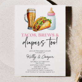 Även rosa Tacos Brews och Diaper! Baby Shower Inbjudningar
