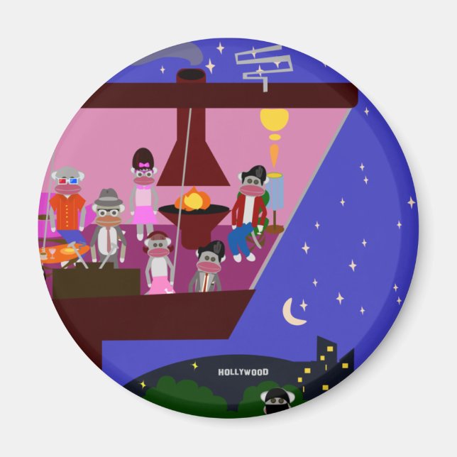 Även sock monkey Party Magnet (Framsidan)