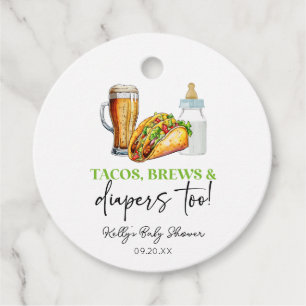 Även Tacos Brews och Diaper! Baby Shower Gåvor Etiketter