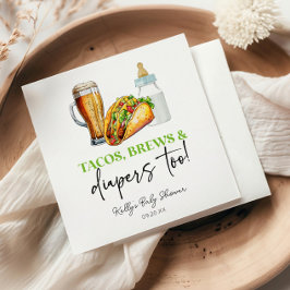 Även Tacos Brews och Diaper! Baby Shower Pappersservett
