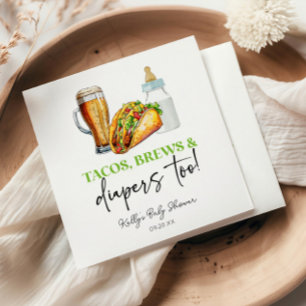 Även Tacos Brews och Diaper! Baby Shower Pappersservett