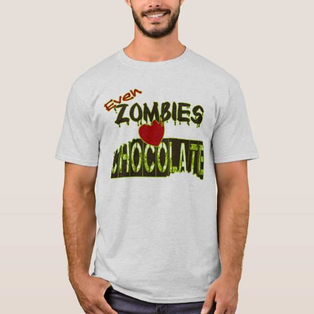 Även Zombies Kärlek Chocolate Tee Shirts (Framsida)