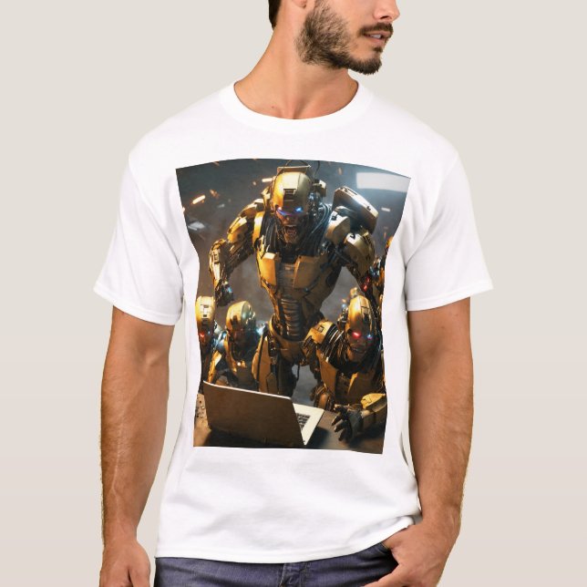 Avengers vs Cyborgs - Futuristiska City Battle Tee (Framsida)