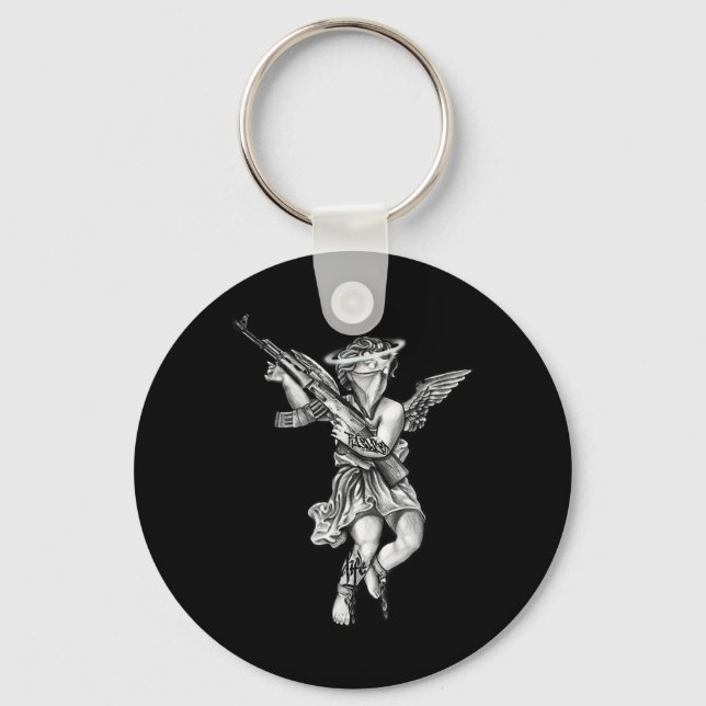Avenging Angel Sinner Chicano Tattoo Nyckelring (Framsida)