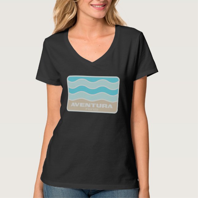 Aventura Florida Retro FL Waves Beach Souvenir T Shirt (Framsida)