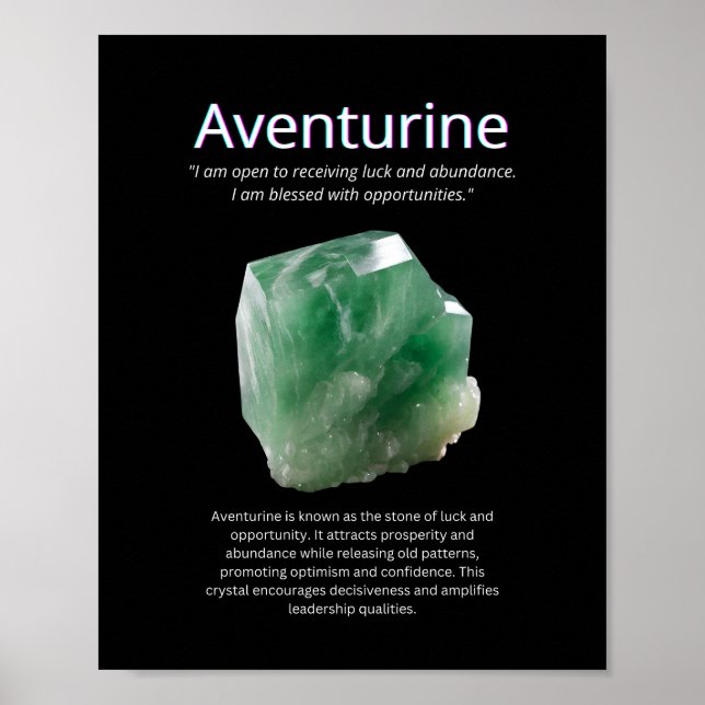Aventurine Crystal Stone betyder Poster (Framsidan)