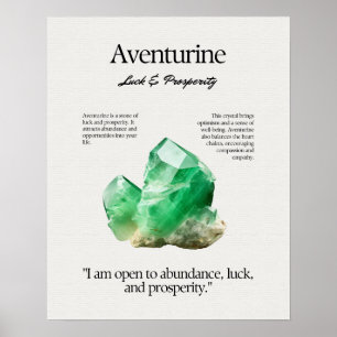 Aventurine Gem Crystal, meningskort Poster