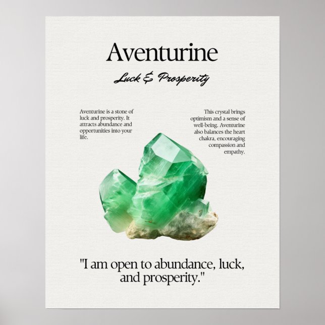 Aventurine Gem Crystal, meningskort Poster (Framsidan)