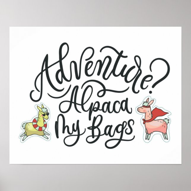 Äventyr? Alpaca Mina väskor Poster (Framsidan)