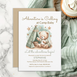 Äventyr anropar Camp Baby Shower Inbjudningar