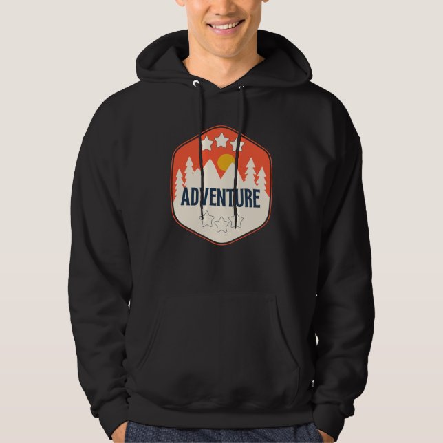 Äventyr är där ute utomhus, roligt camping hoodie (Framsida)