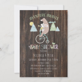Äventyr Await Bear Bunny Bike Baby Shower Inbjudningar
