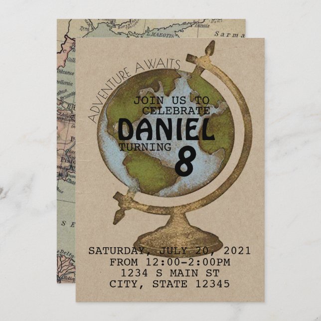 Äventyr Await Birthday Inbjudningar (Fram/baksida)