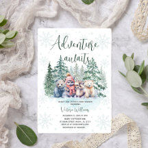 Äventyr Awaiterar Vinter Forest Animal Baby Shower