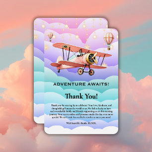 Äventyr Awaits Aviation Baby Shower Tack Kort