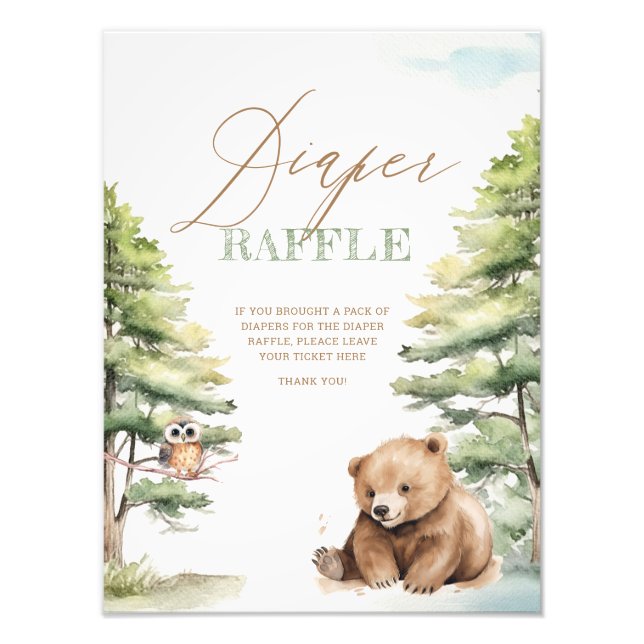 Äventyr Awaits Bear Gissa Diaper Raffle Poster (Framsidan)
