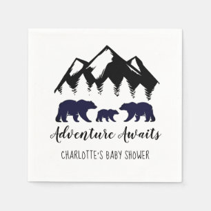 Äventyr Awaits Bears Baby Shower Napkins Pappersservett