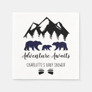 Äventyr Awaits Bears Baby Shower Napkins Pappersservett