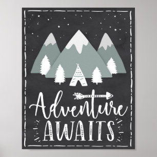 Äventyr Awaits Boho Mountain Teepee Art Poster