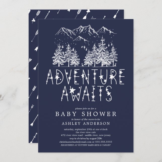 Äventyr Awaits Boy Shower Inbjudningar (Fram/baksida)