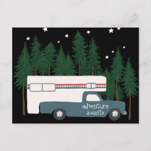 ÄVENTYR AWAITS Camping Camper Lastbil RV Vykort