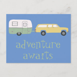 ÄVENTYR AWAITS Camping Trailer RV Vykort