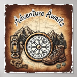 Äventyr Awaits Digital Download - Perfekt DTF Poster