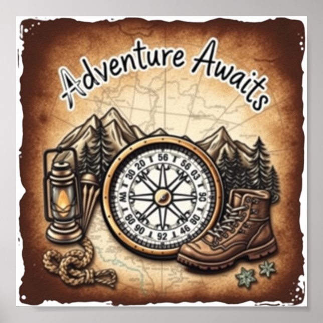 Äventyr Awaits Digital Download - Perfekt DTF Poster (Framsidan)