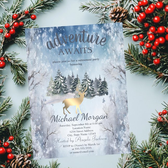 Äventyr Awaits Forest Guld Hjort Blue Pension Inbjudningar (Skapare uppladdad)