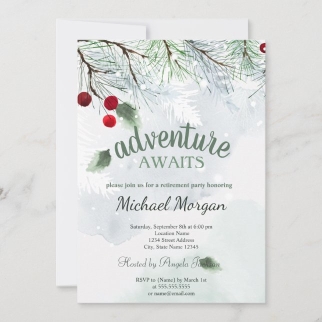 Äventyr Awaits Gräs Träd Gren Snö Pension vid Inbjudningar (Framsida)