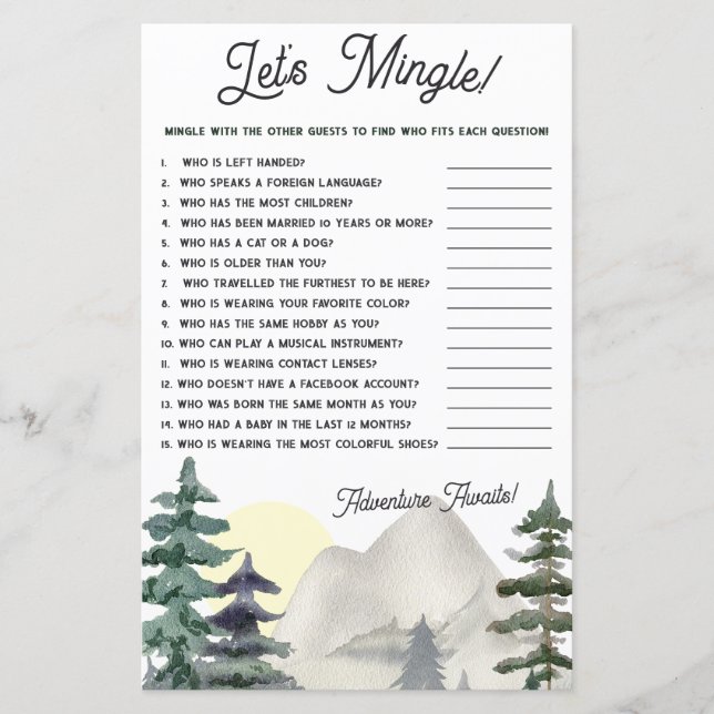Äventyr Awaits! Låt oss Mingle! Barnstödsspel (Framsida)