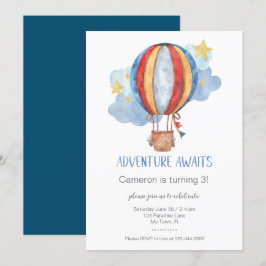 Äventyr Awaits Luftballong Födelsedagsfest Inbjudningar