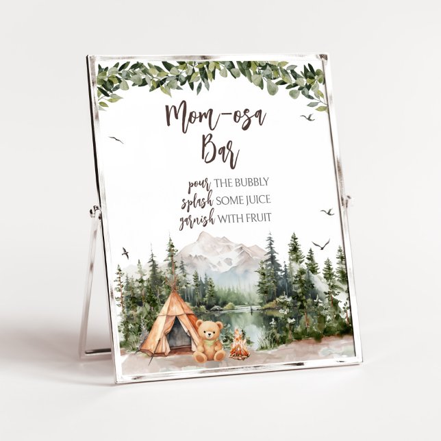 Äventyr Awaits Mountain Mamma Osa Pub Poster (Let the Adventure Begin Baby Shower Mom Osa Bar Sign)