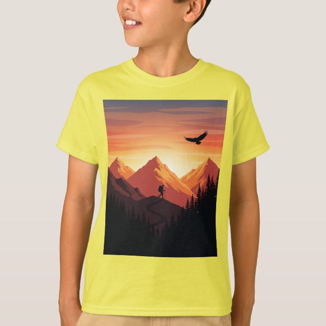 Äventyr Awaits Mountain Silhouette T Shirt (Framsida)