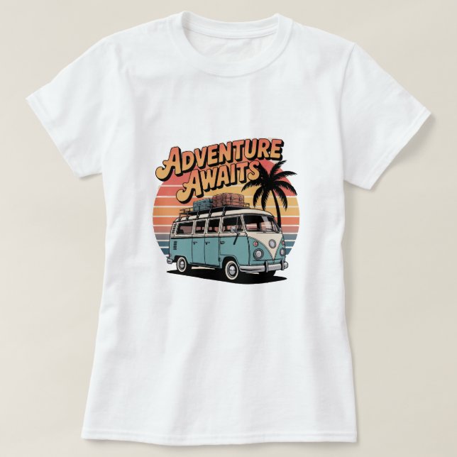 Äventyr Awaits - Retro Travel Van t-shirt (Design framsida)