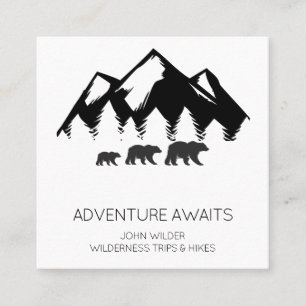 Äventyr Awaits Rustic Bears Wilderness Guide Fyrkantigt Visitkort