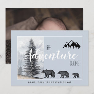 Äventyr Awaits Rustic Woodland Bears Birth Meddelande