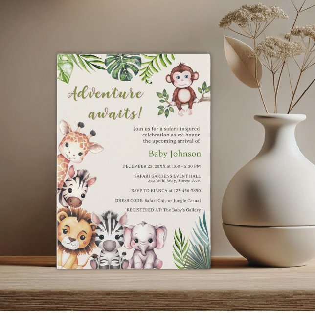 Äventyr Awaits Safari Jungle Baby Shower Inbjudningar (Skapare uppladdad)