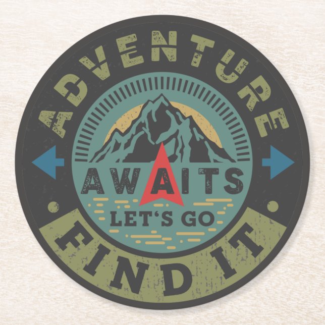 Äventyr Awaits Underlägg Papper Rund (Framsidan)