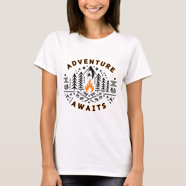 "Äventyr Awaits" utomhus T Shirt (Framsida)