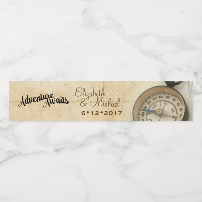 Äventyr Awaits Vattenflaska Label Etikett (Singel etikett)