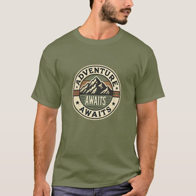Äventyr Awaits - Vintage utomhus T-Shirt (Framsida)