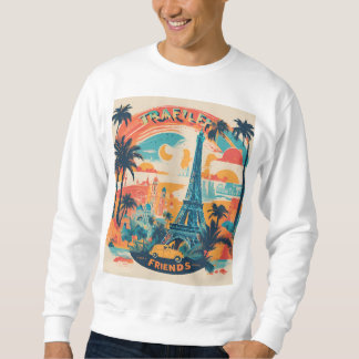 Äventyr Awaits: Wanderlust Travel T-Shirt Design Lång Ärmad Tröja