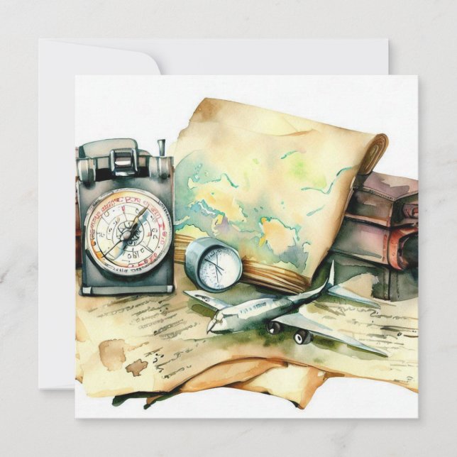 Äventyr Awaits:Wanderlustupplagan, en babyskor Inbjudningar (Framsida)