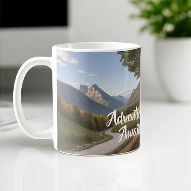 Äventyr Awaits Wanderlyst Travel Mountain Anpassni Kaffemugg (Skapare uppladdad)