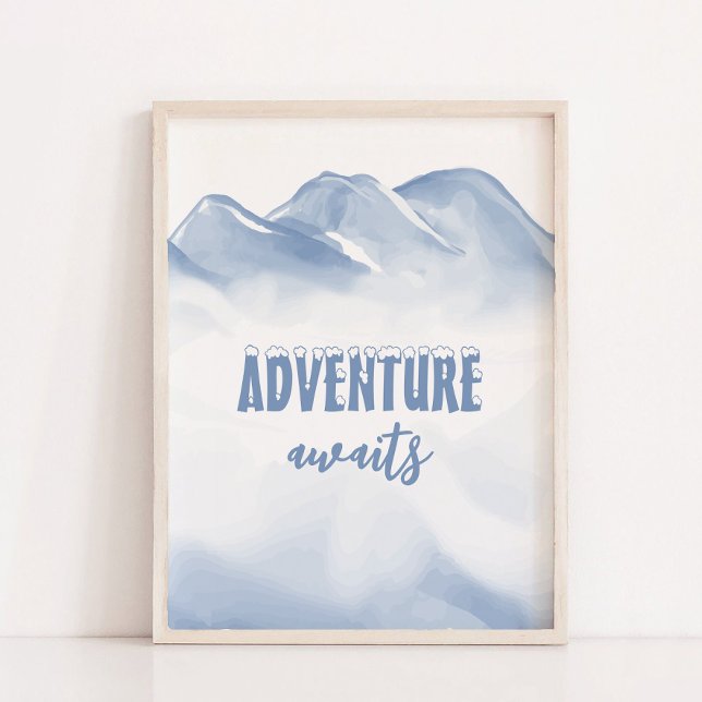 Äventyr Awaits Winter Nursery Wall Decor Poster (Adventure Awaits Winter Nursery Wall Decor)