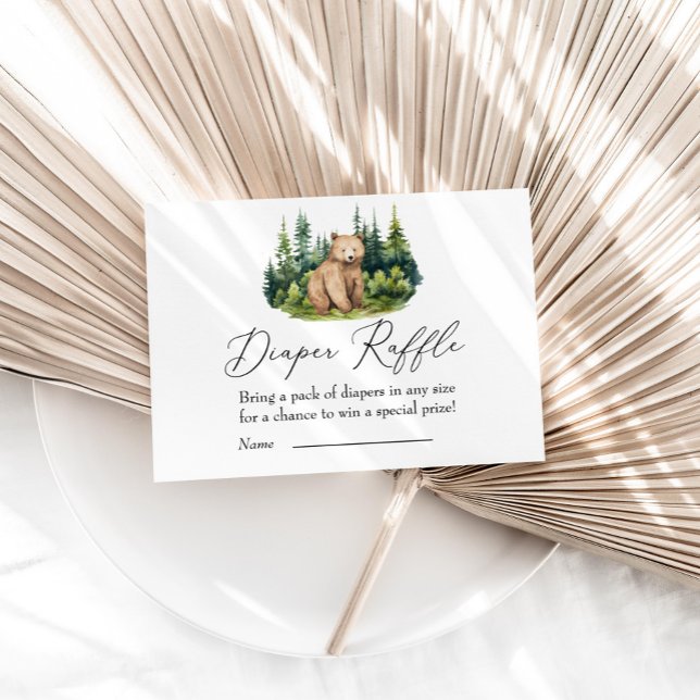 Äventyr Awaits Woodland Bear Diaper Raffle Tilläggskort (Skapare uppladdad)