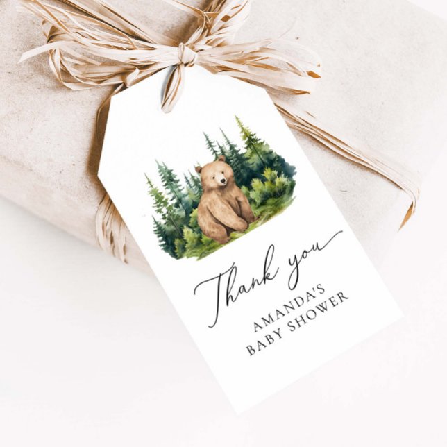 Äventyr Awaits Woodland Bear Tack Presentetikett (Skapare uppladdad)