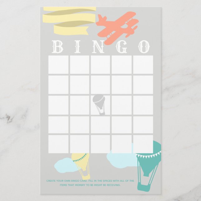 Äventyr Baby Shower Bingo Brevpapper (Framsida)