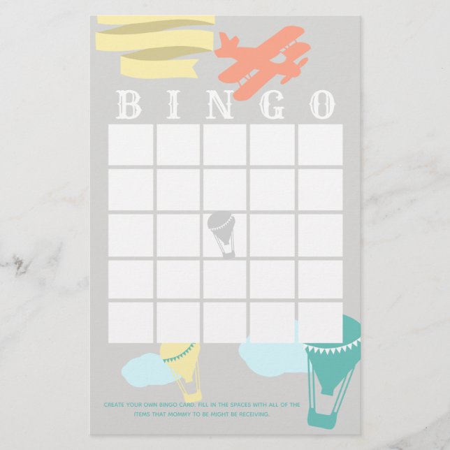 Äventyr Baby Shower Bingo Brevpapper (Framsida)